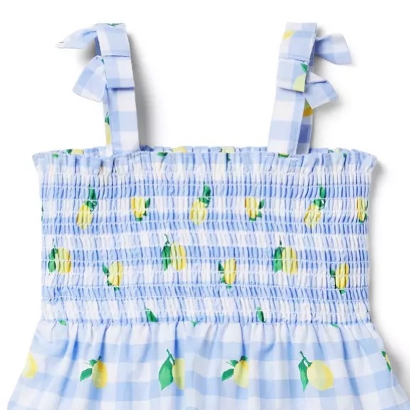 Janie and Jack THE LEMON GINGHAM SMOCKED SUNDRESS sz 2 - Picture 3 of 5